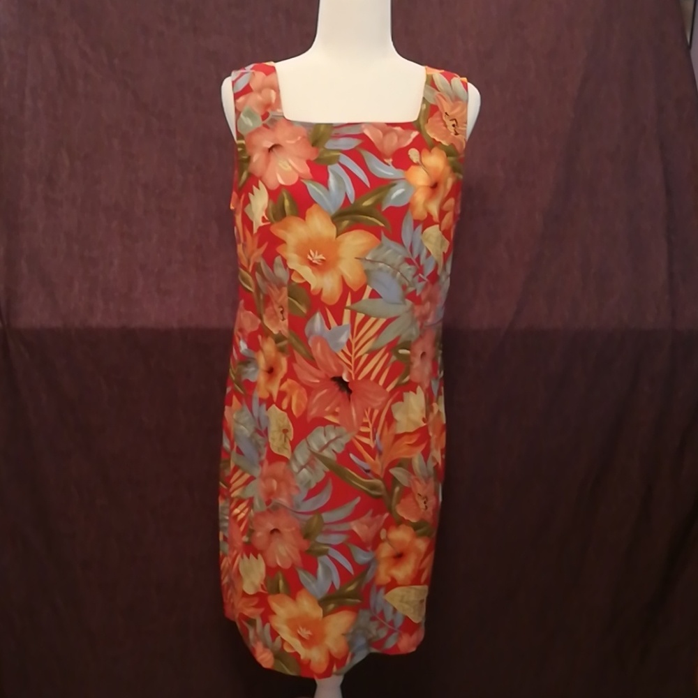 Kathie Lee Collection Floral Midi Dress - Red and Green